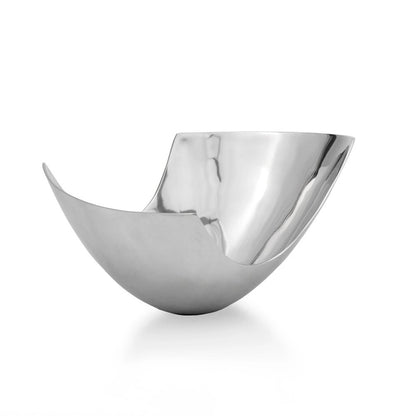 17" Silver Aluminum Modern Abstract Centerpiece Bowl