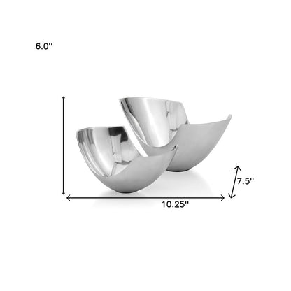 17" Silver Aluminum Modern Abstract Centerpiece Bowl