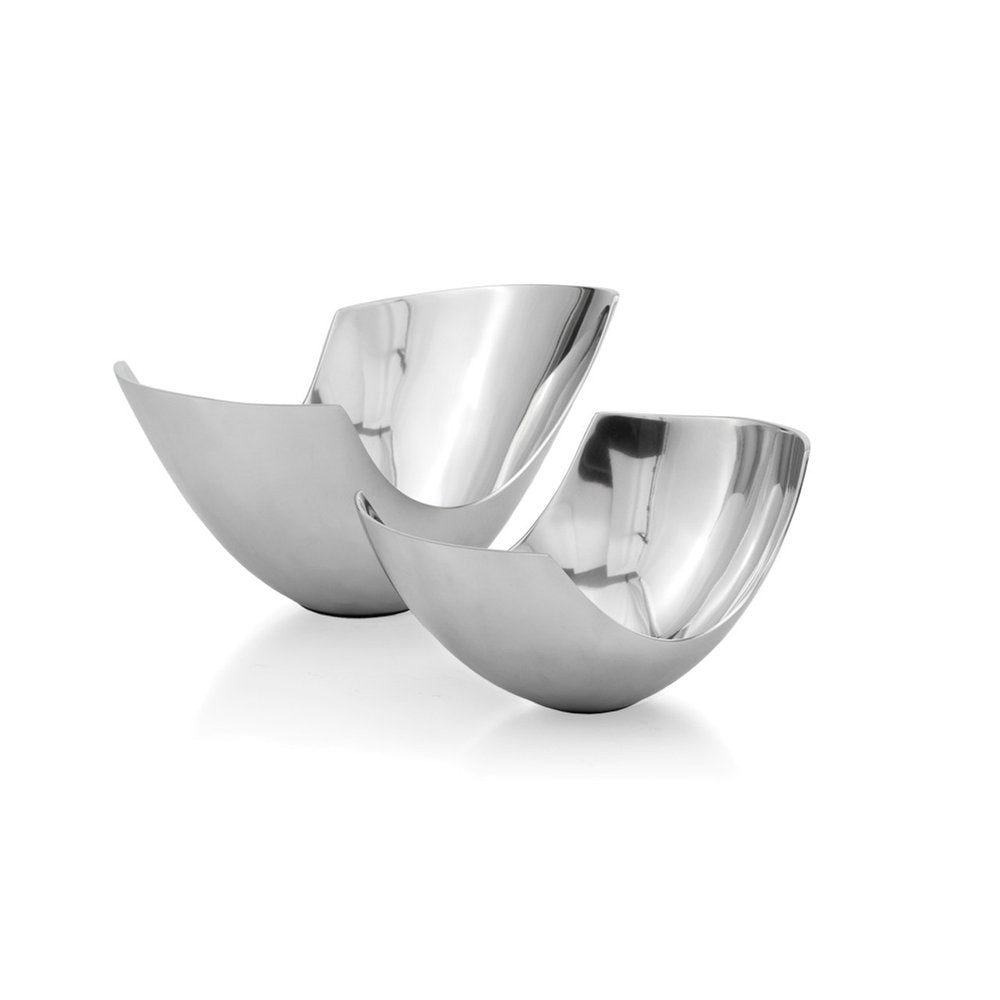 17" Silver Aluminum Modern Abstract Centerpiece Bowl