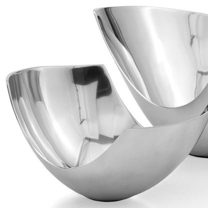 17" Silver Aluminum Modern Abstract Centerpiece Bowl