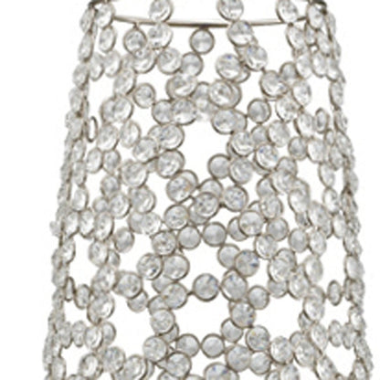 47" Silver Oval Crystal Glass Floor Vase With Faux Crystals