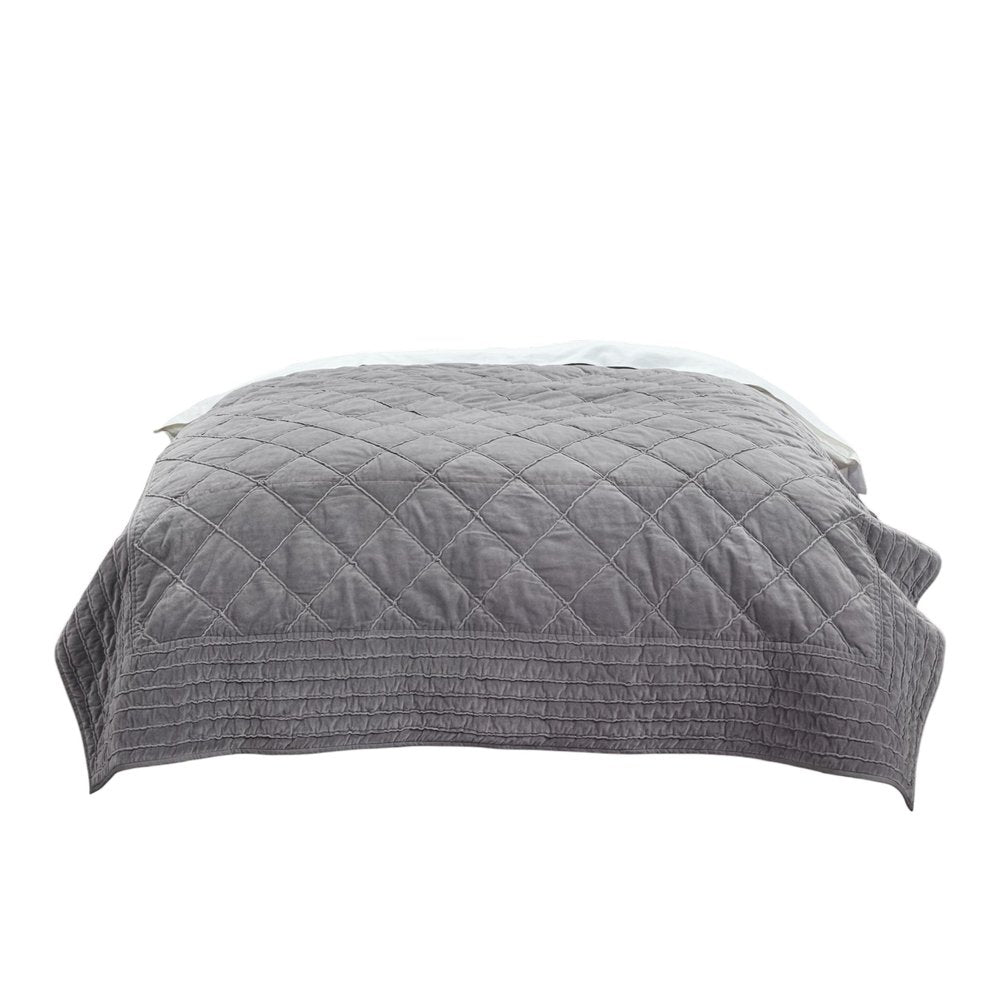 92" X 106" Gray Geometric Cotton Quilt