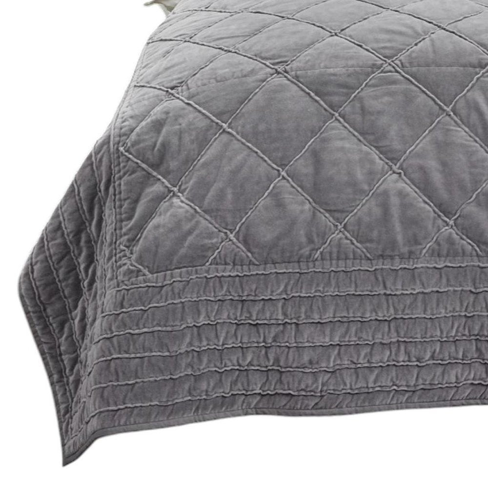 92" X 106" Gray Geometric Cotton Quilt