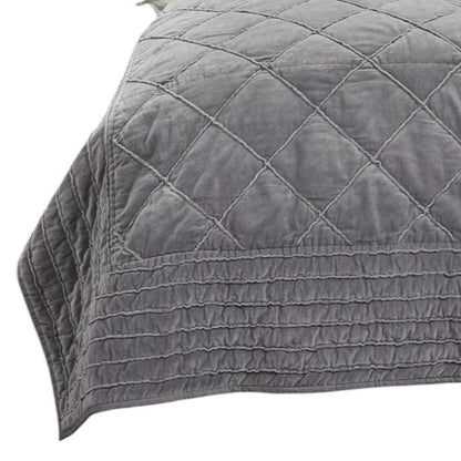 92" X 90" Gray Geometric Cotton Quilt