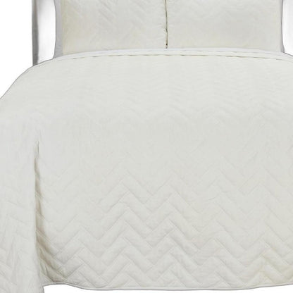 92" X 90" White Chevron Cotton Quilt