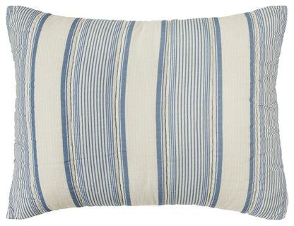 94" X 68" Indigo Striped Cotton Quilt