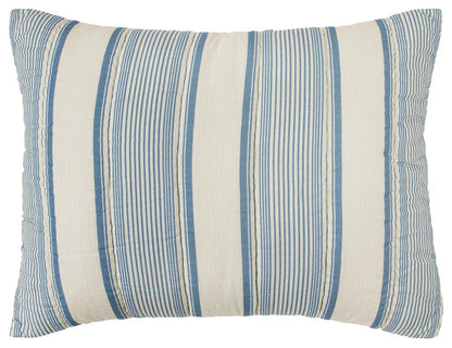 94" X 68" Indigo Striped Cotton Quilt