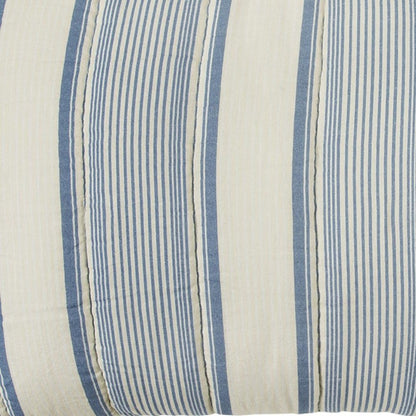 94" X 68" Indigo Striped Cotton Quilt