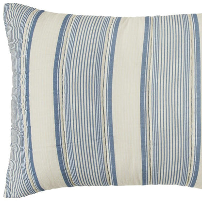 94" X 68" Indigo Striped Cotton Quilt
