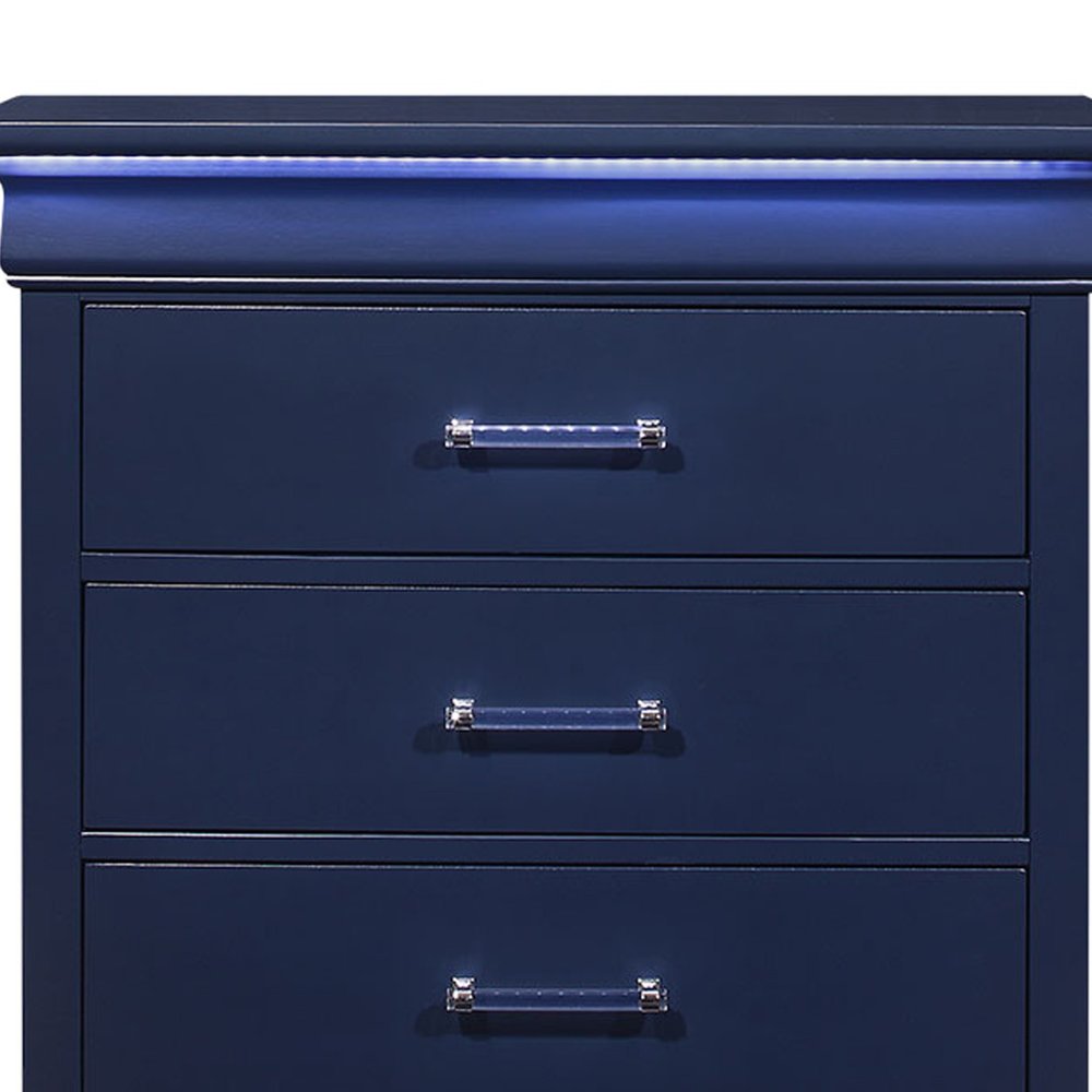 16" White Solid Wood Five Drawer Chest with LED Lighting
