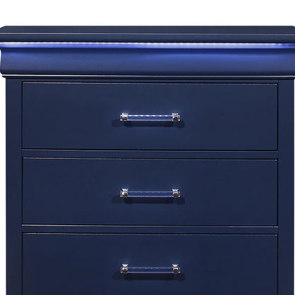 16" White Solid Wood Five Drawer Chest with LED Lighting