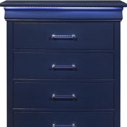 16" White Solid Wood Five Drawer Chest with LED Lighting