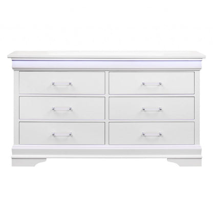 16" White Solid Wood Five Drawer Chest with LED Lighting