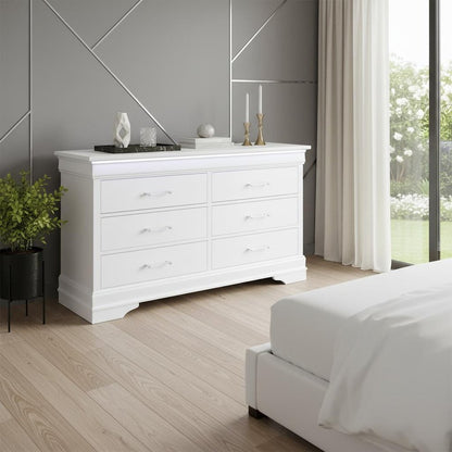 16" White Solid Wood Five Drawer Chest with LED Lighting