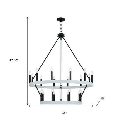 Black And White Candle Style Multi Light Metal Dimmable Chandelier