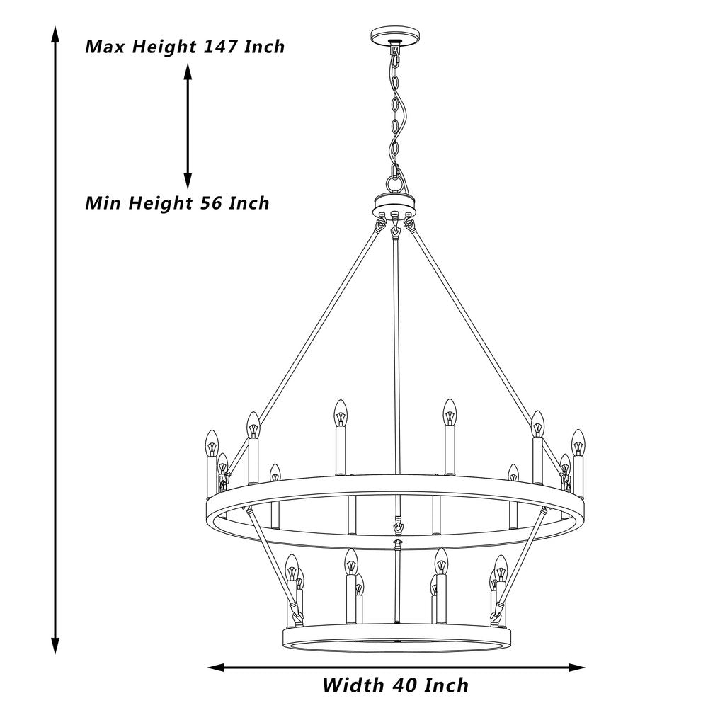 Black And White Candle Style Multi Light Metal Dimmable Chandelier