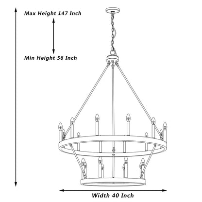 Black And White Candle Style Multi Light Metal Dimmable Chandelier
