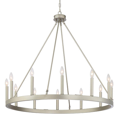 Silver Candle Style Twelve Light Metal Dimmable Chandelier