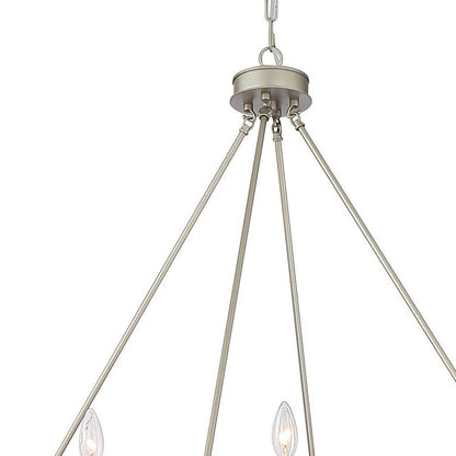Silver Candle Style Twelve Light Metal Dimmable Chandelier