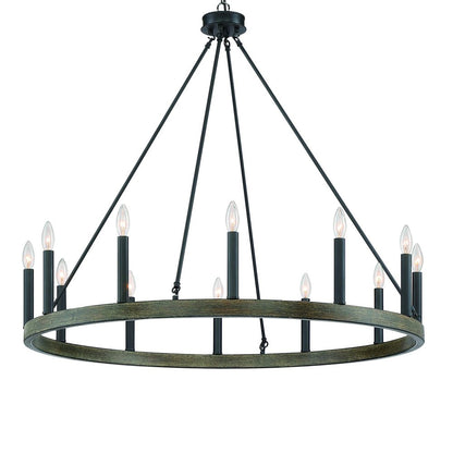 Black Candle Style Twelve Light Metal Dimmable Chandelier