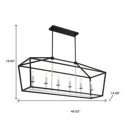 Black Candle Style Six Light Metal Dimmable Chandelier