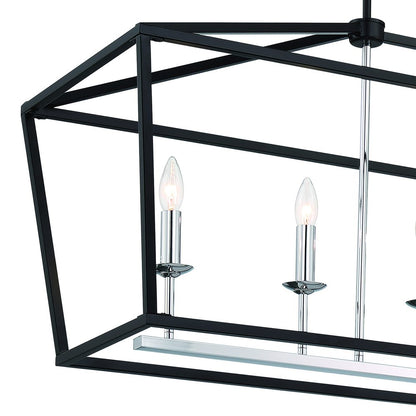 Black Candle Style Six Light Metal Dimmable Chandelier