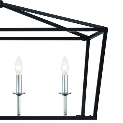 Black Candle Style Six Light Metal Dimmable Chandelier