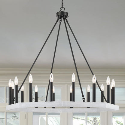 Black And White Candle Style Multi Light Metal Dimmable Chandelier