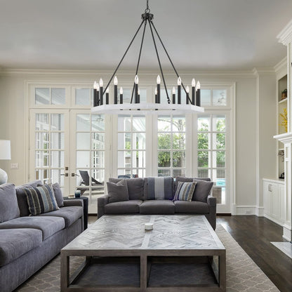 Black And White Candle Style Multi Light Metal Dimmable Chandelier
