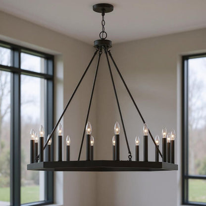 Black Candle Style Multi Light Metal Dimmable Chandelier