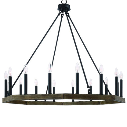 Brown And Black Candle Style Multi Light Metal Dimmable Chandelier