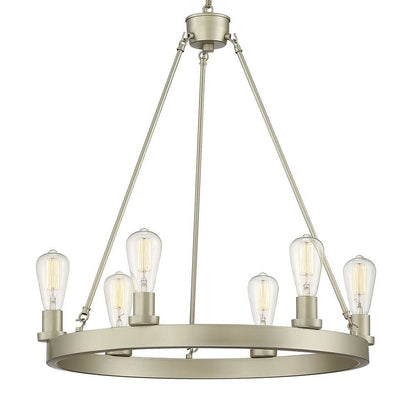 Silver Candle Style Six Light Metal Dimmable Chandelier