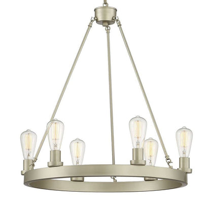 Silver Candle Style Six Light Metal Dimmable Chandelier