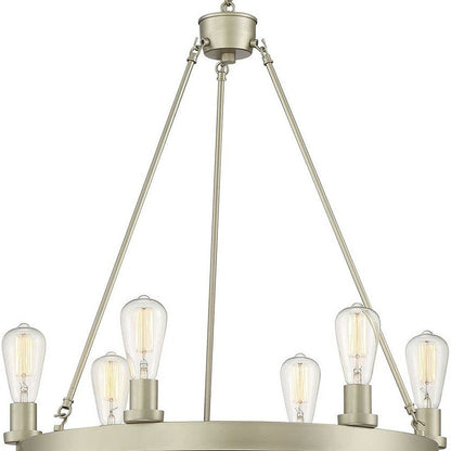 Silver Candle Style Six Light Metal Dimmable Chandelier