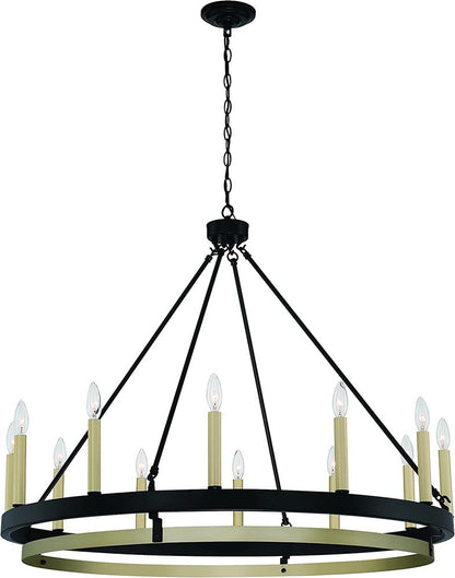 Black Candle Style Twelve Light Metal Dimmable Chandelier