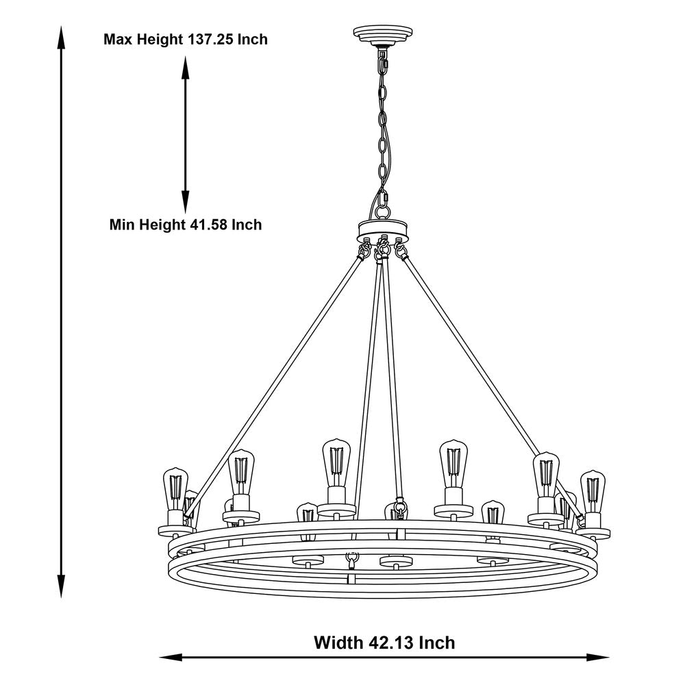 Brown And Black Candle Style Twelve Light Metal Dimmable Chandelier
