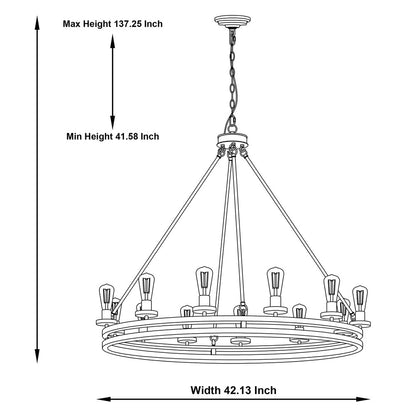 Brown And Black Candle Style Twelve Light Metal Dimmable Chandelier