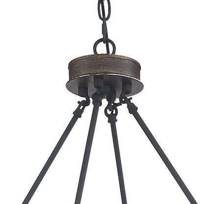 Brown And Black Candle Style Twelve Light Metal Dimmable Chandelier