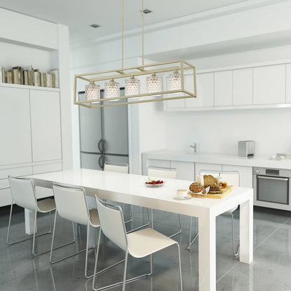Silver Kitchen Island Five Light Metal Dimmable Chandelier With Clear Shades