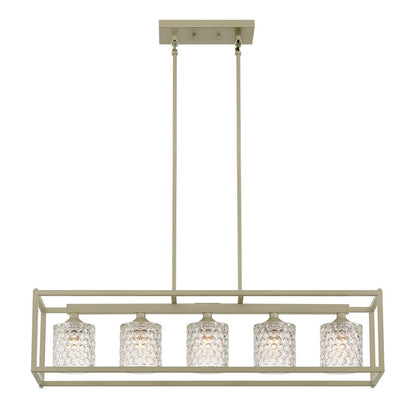 Silver Kitchen Island Five Light Metal Dimmable Chandelier With Clear Shades