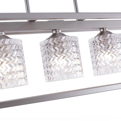 Clear Kitchen Island Five Light Metal Dimmable Chandelier With Clear Shades