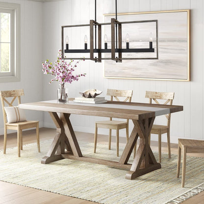 Brown And Black Kitchen Island Five Light Metal Dimmable Chandelier