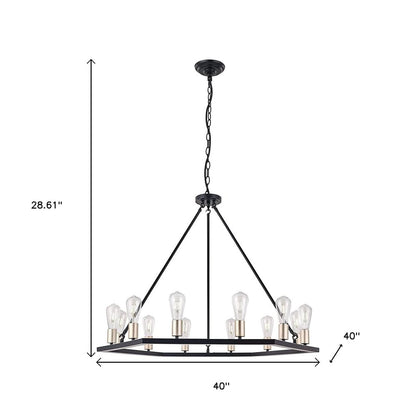 Black And Gold Candle Style Twelve Light Metal Dimmable Chandelier