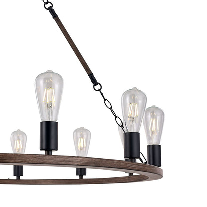 Brown And Black Candle Style Twelve Light Metal Dimmable Chandelier