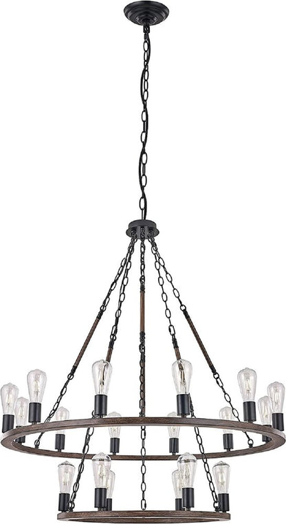 Brown And Black Candle Style Multi Light Metal Dimmable Chandelier