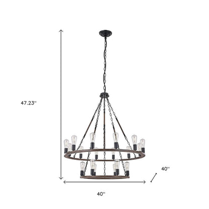 Brown And Black Candle Style Multi Light Metal Dimmable Chandelier