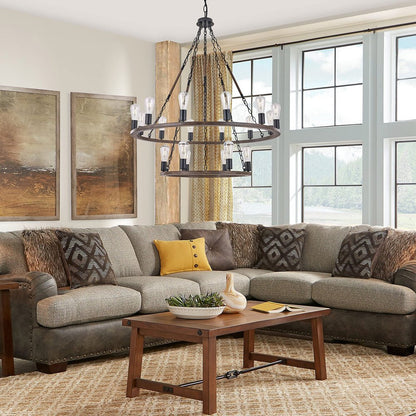 Brown And Black Candle Style Multi Light Metal Dimmable Chandelier