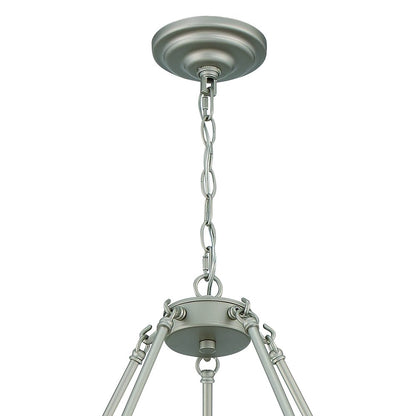 Silver Shaded Ten Light Metal Dimmable Chandelier With White Shades