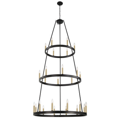 Black Candle Style Multi Light Metal Dimmable Chandelier