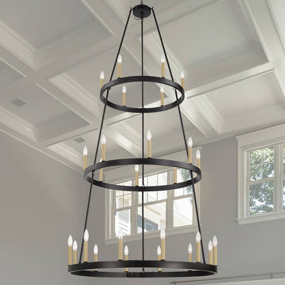 Black Candle Style Multi Light Metal Dimmable Chandelier